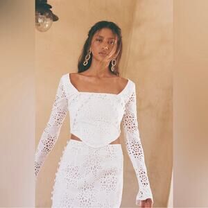 NWT Sabo Luxe Tamzyn Eyelet Lace Cropped Top Cotton Size Small